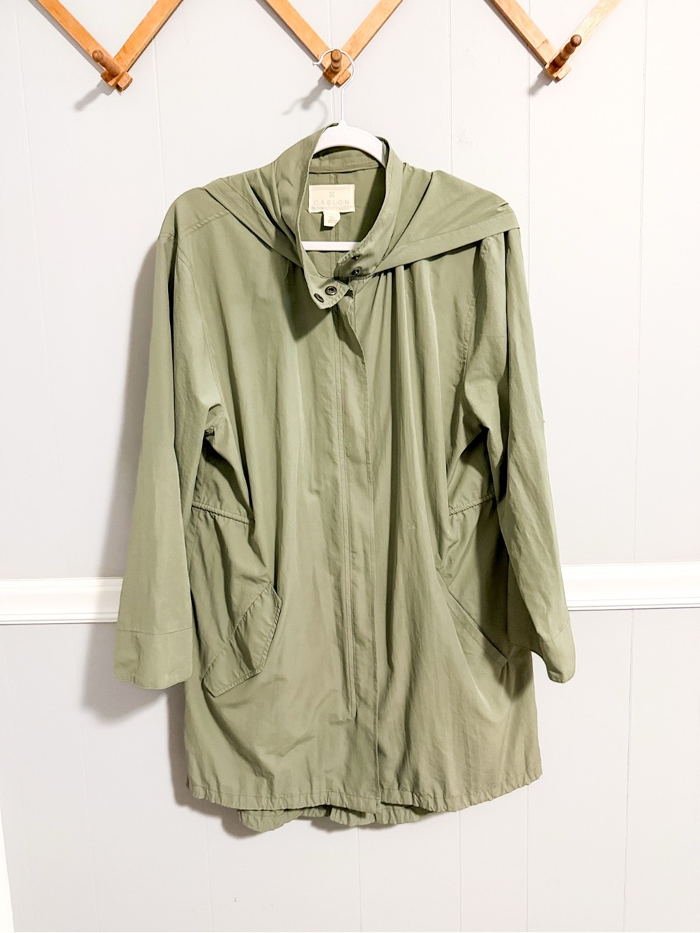 Caslon Green Rain Jacket Windbreaker